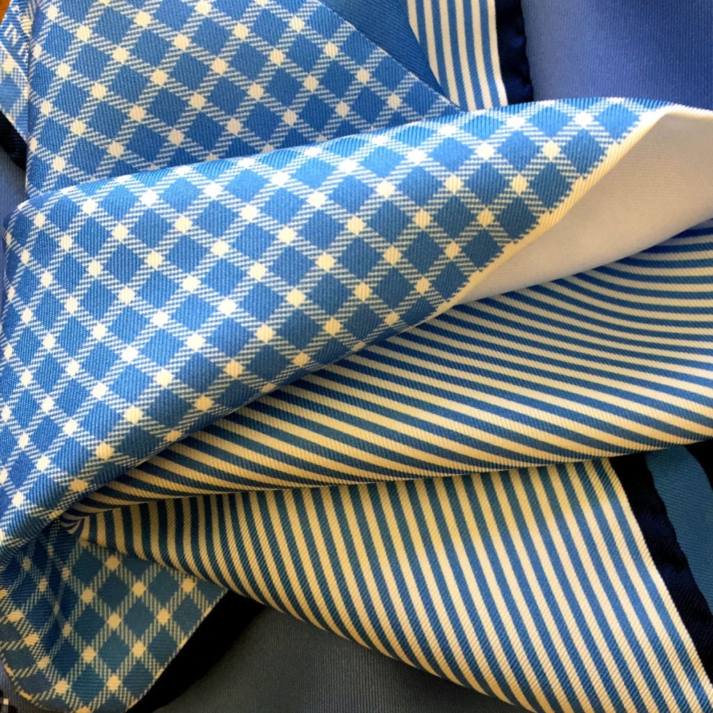 blue check pocket squares and how to wear a pocket square in the office