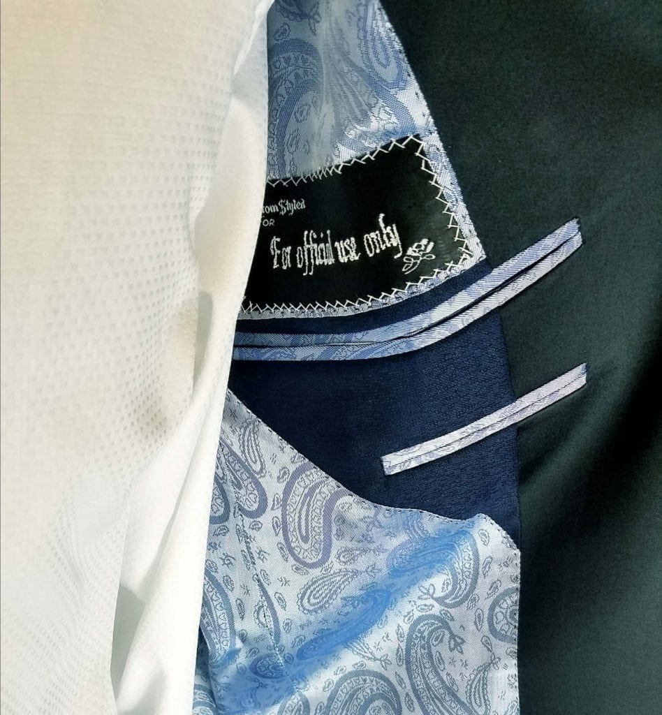 the jacket lining on a fun tuxedo