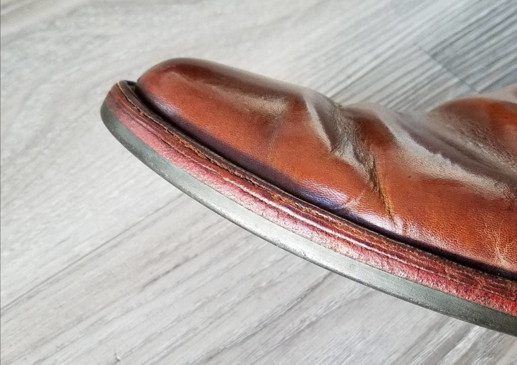 the side of the sole has been restored