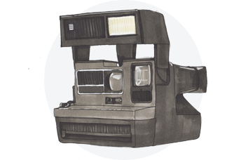 An illustration of a Polaroid camera