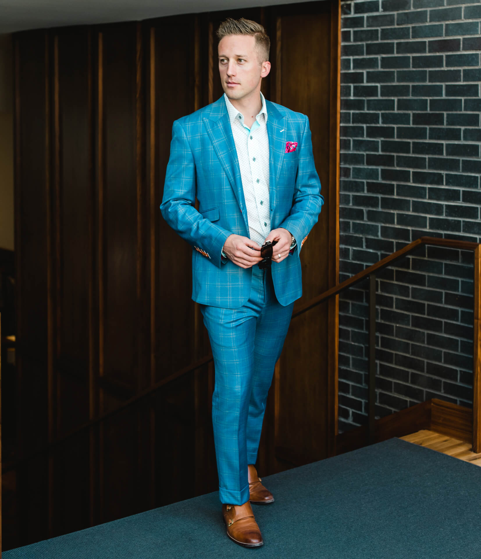 Bright blue statement suit