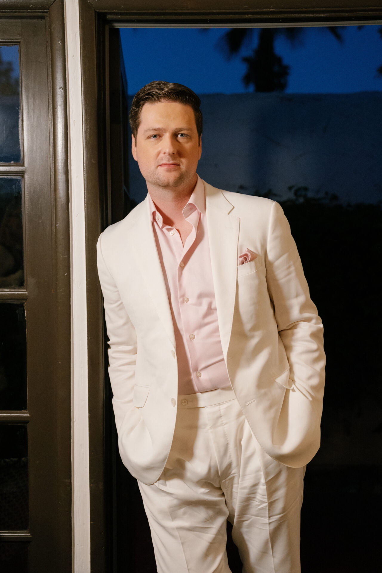 All white summer suit