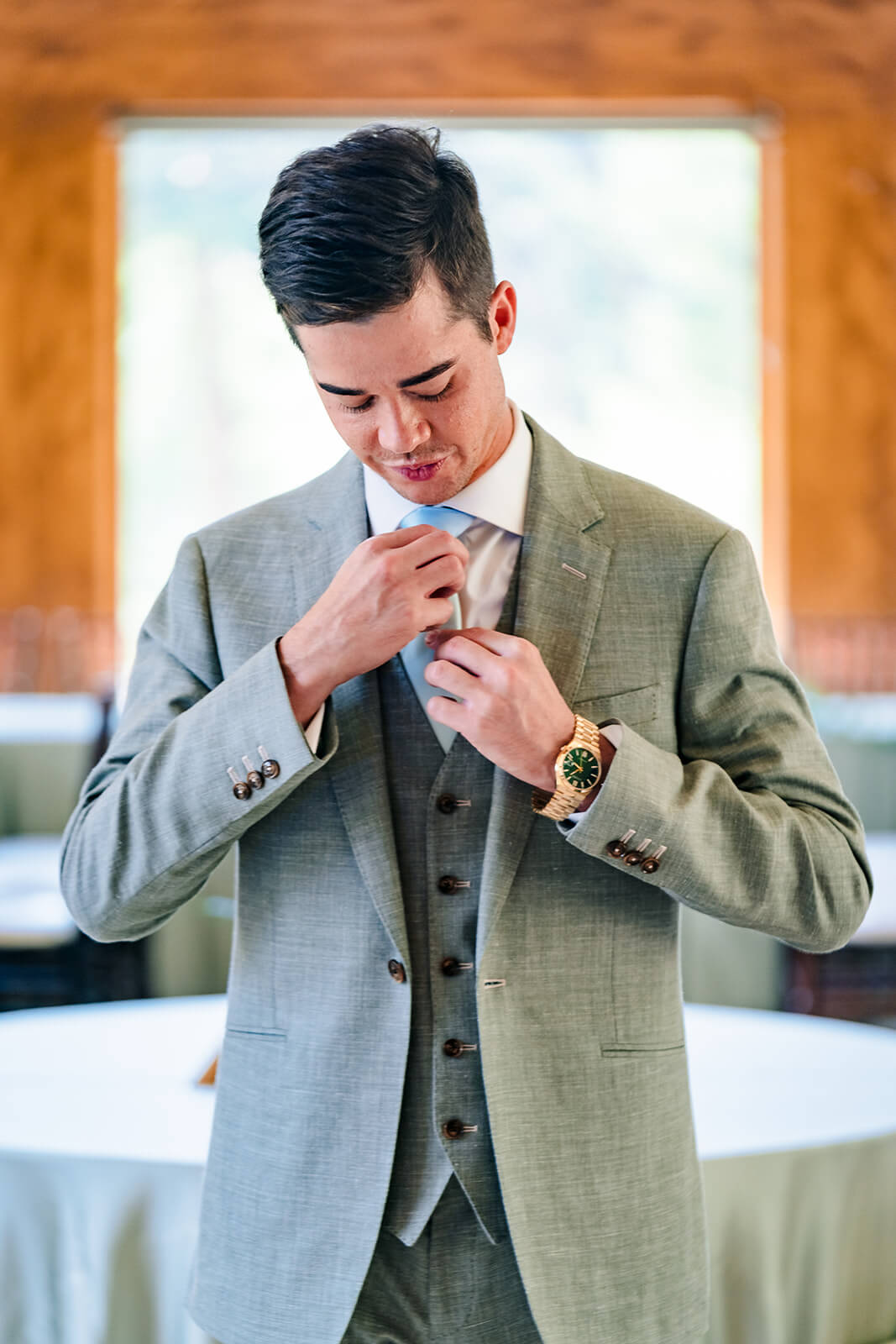 3-piece textured wedding suit