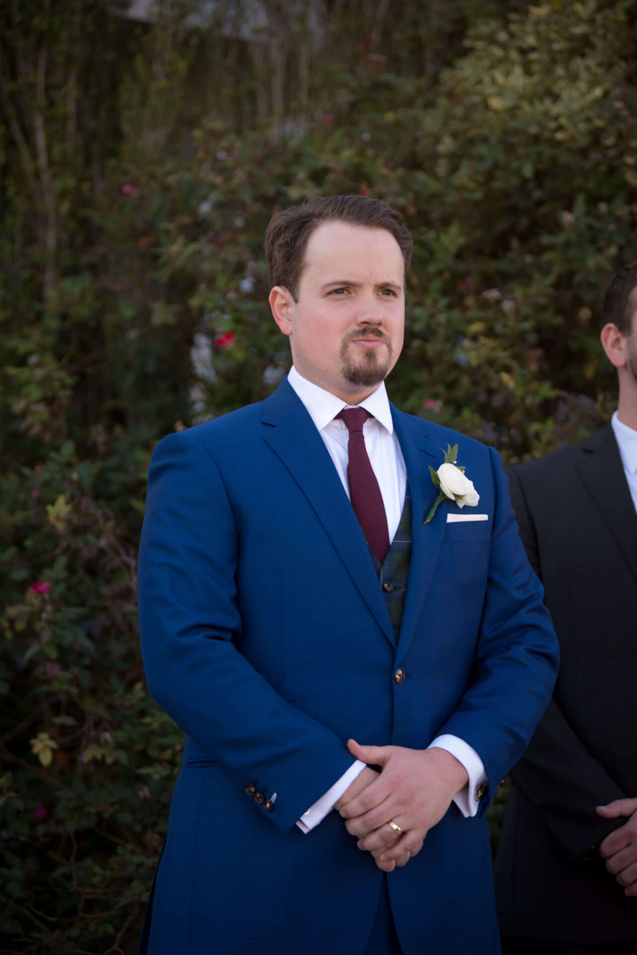 Navy blue wedding suit